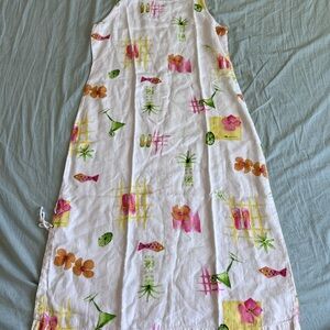 Vintage Produce Company Printed 100% Washed Linen Sleeveless Maxi Dress P / L